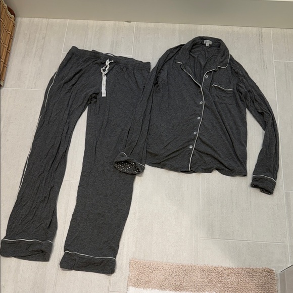 P.J. Salvage Other - Super Soft PJ Salvage Dark Gray Pajama Set with White Trim
